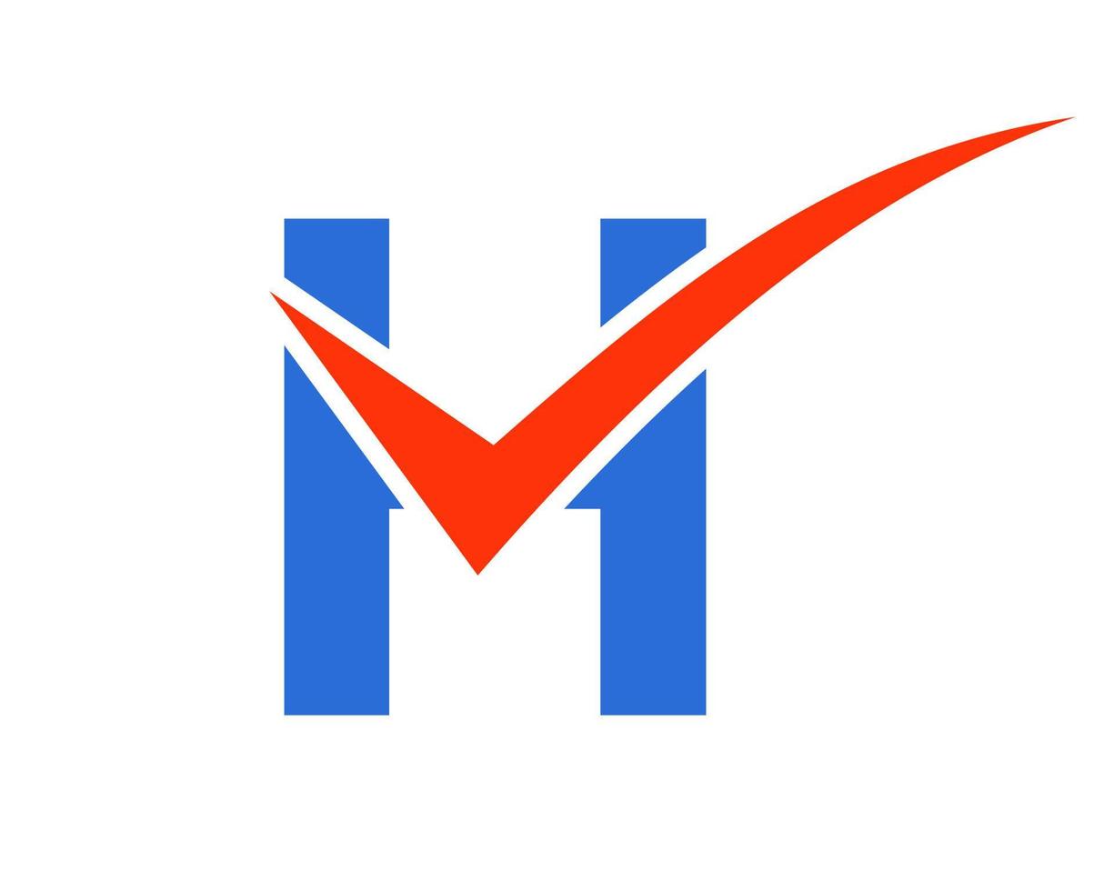 brief h controleren Mark logo, positief teken, Tik Mark icoon vector