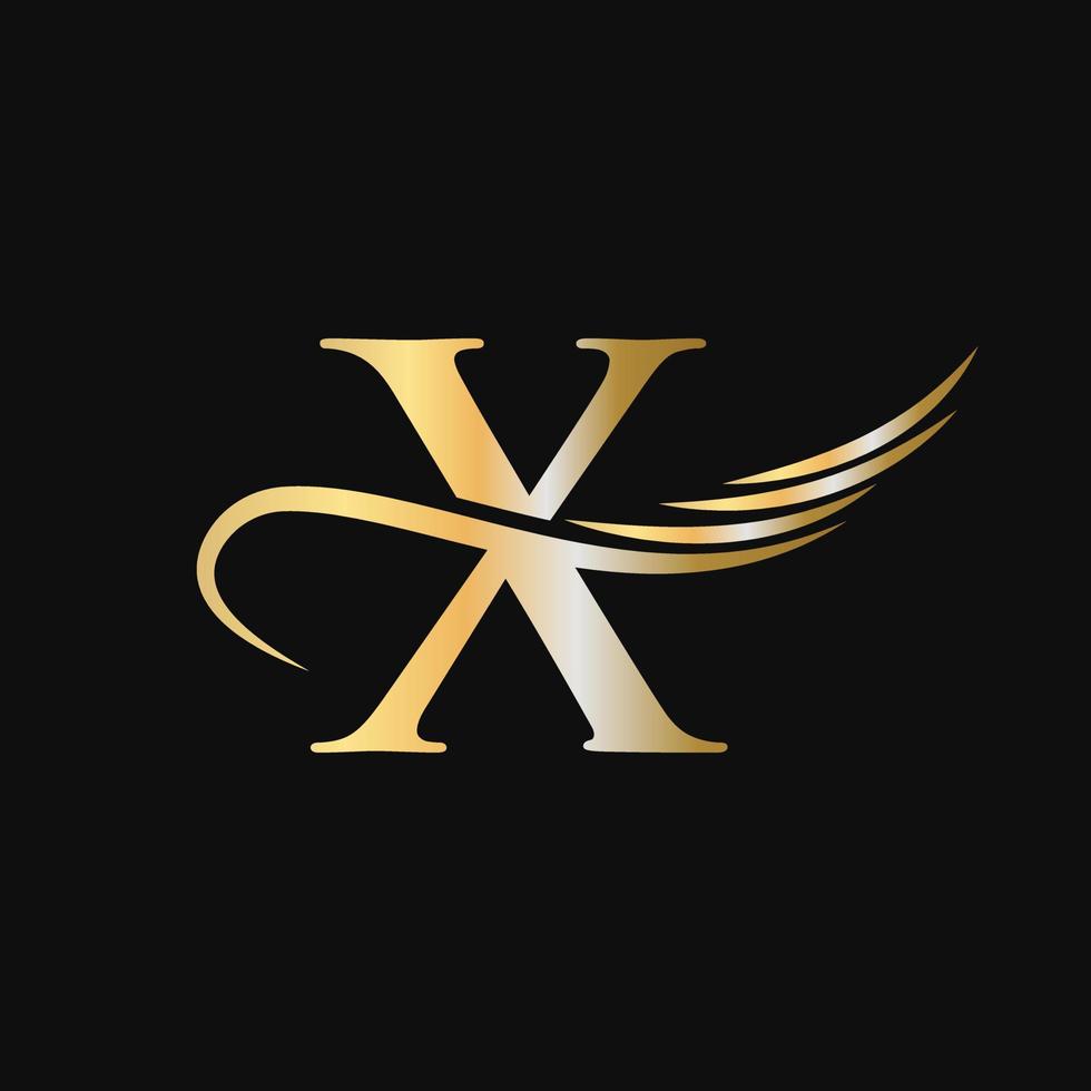 brief X logo ontwerp sjabloon concept met mode vleugel concept vector