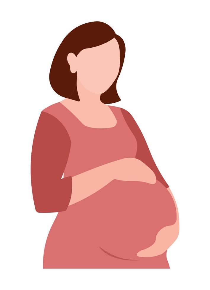 vlak zwanger vrouw geanimeerd vector illustratie in zacht pastel kleur