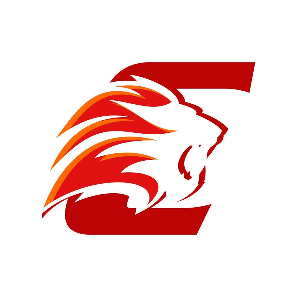 eerste c leeuw hoofd logo vector