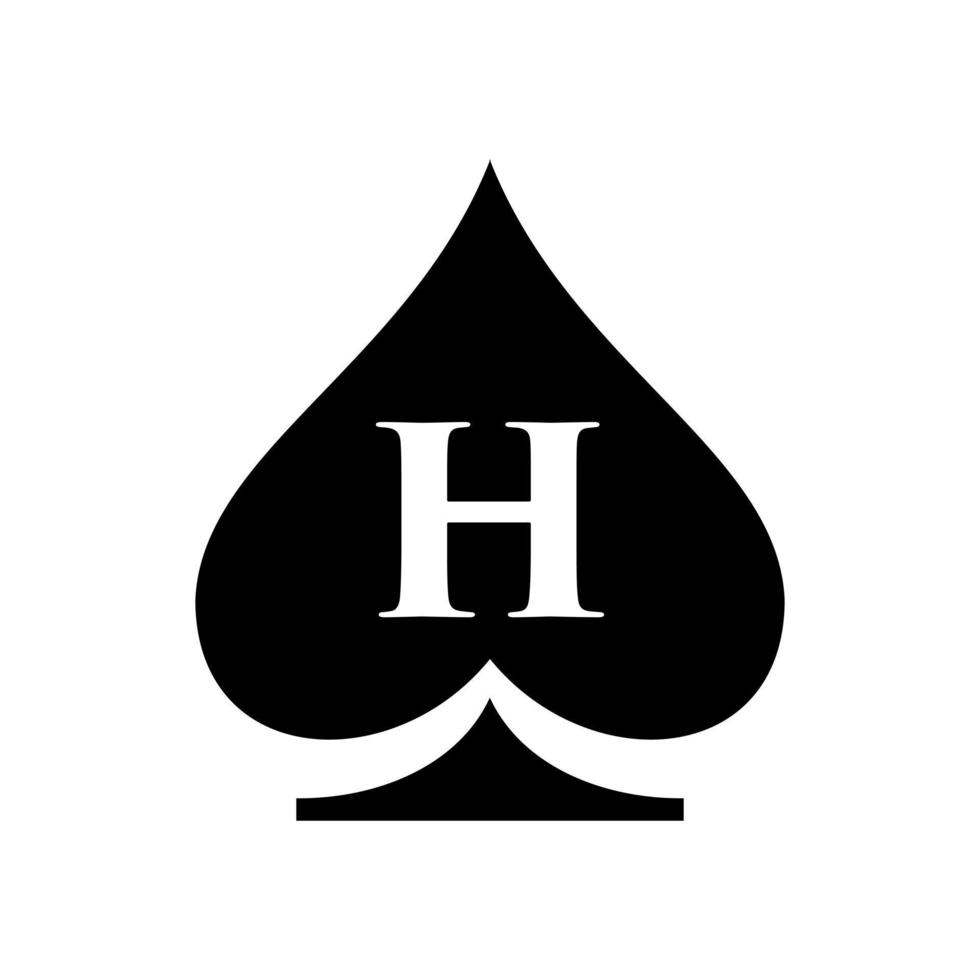 brief h casino logo. poker casino vegas logo sjabloon vector