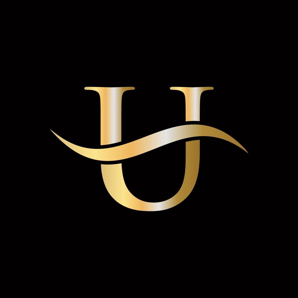 brief u logo gouden luxueus symbool monogram ontwerp vector