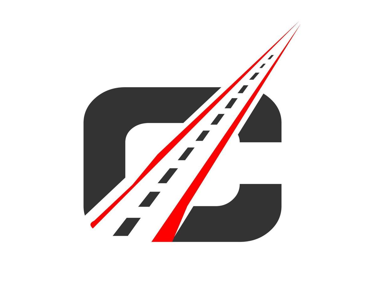 vervoer logo met c brief concept. weg logo ontwerp sjabloon vector