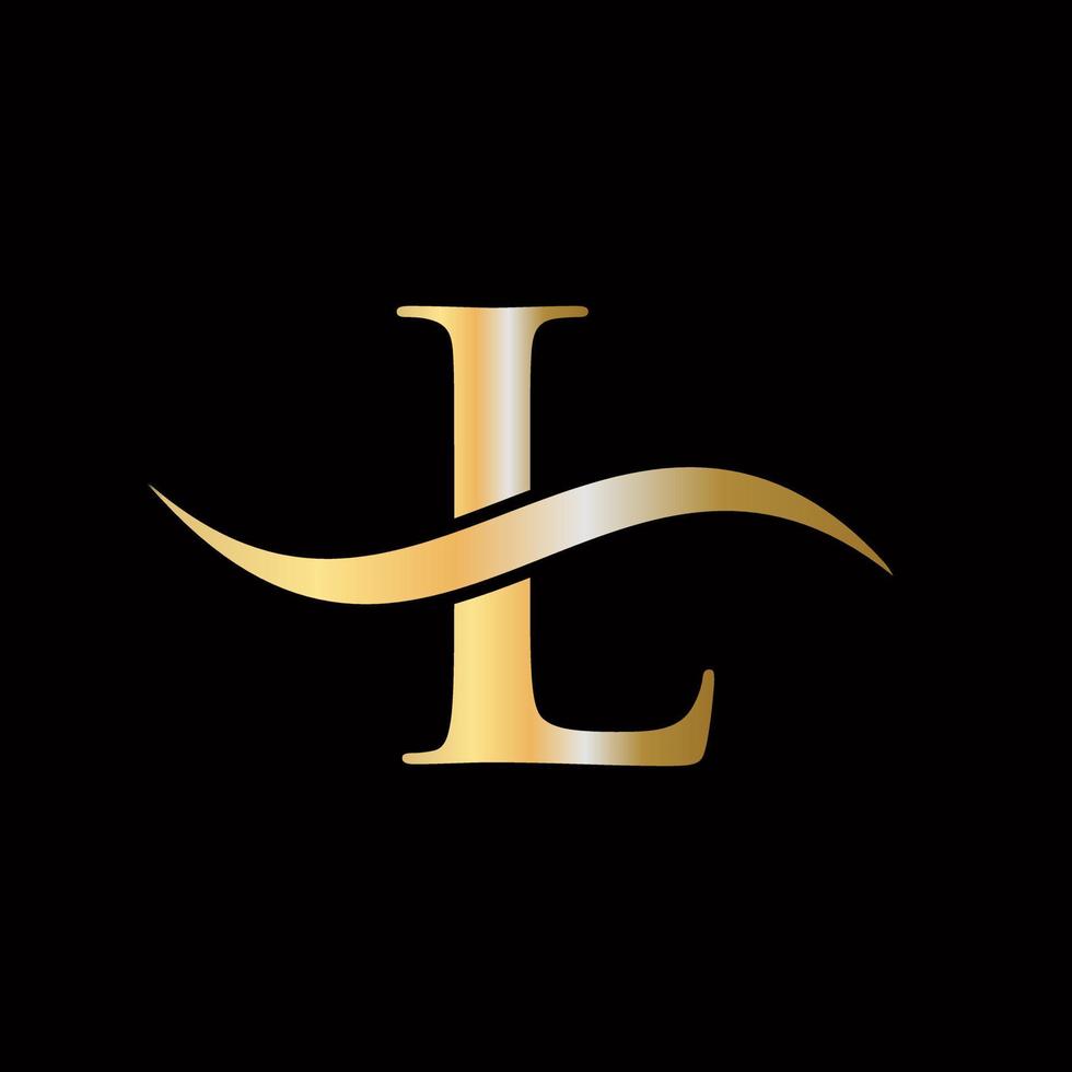 brief l logo gouden luxueus symbool monogram ontwerp vector