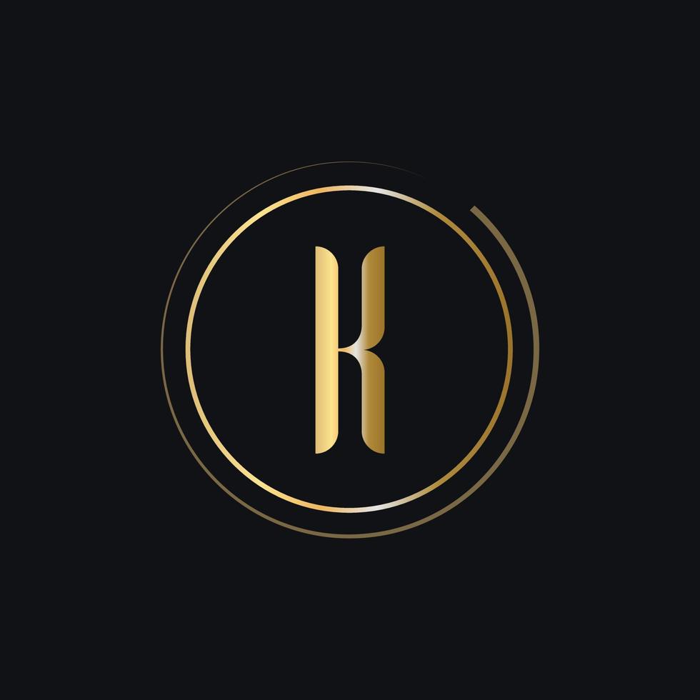 eerste k brief logo met goud kleur luxe concept vector