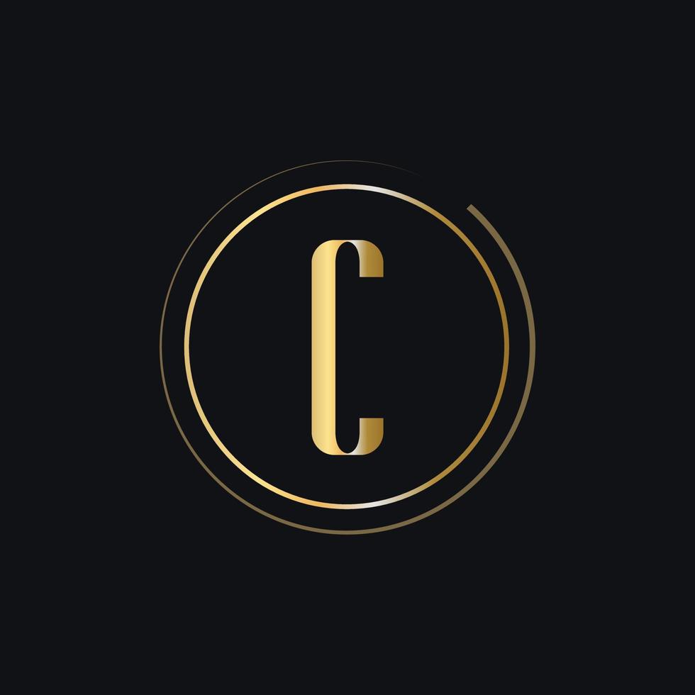 eerste c brief logo met goud kleur luxe concept vector