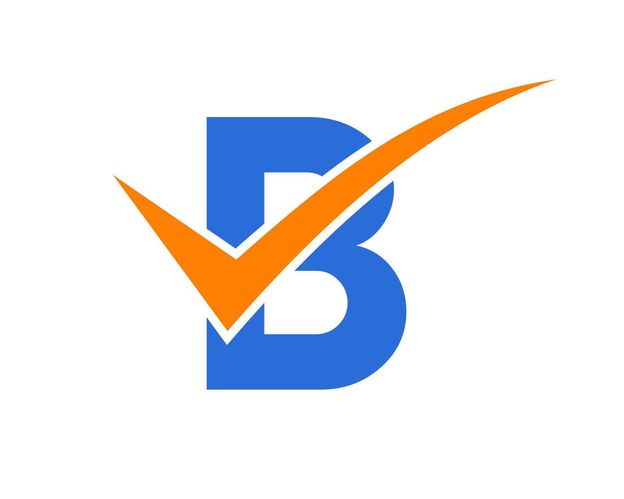 brief b controleren Mark logo, positief teken, Tik Mark icoon vector