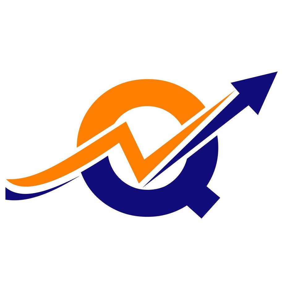 brief q financieel logo sjabloon met afzet groei pijl vector