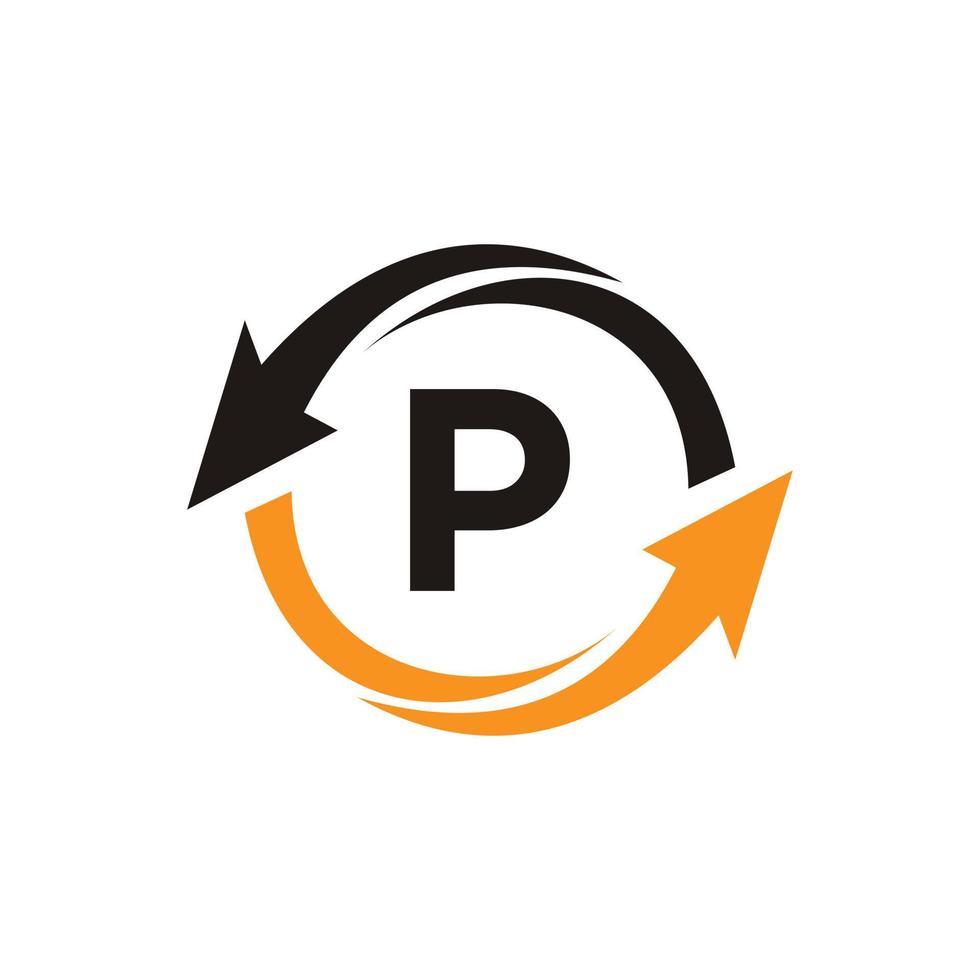 brief p financieel logo concept met financieel groei pijl symbool vector