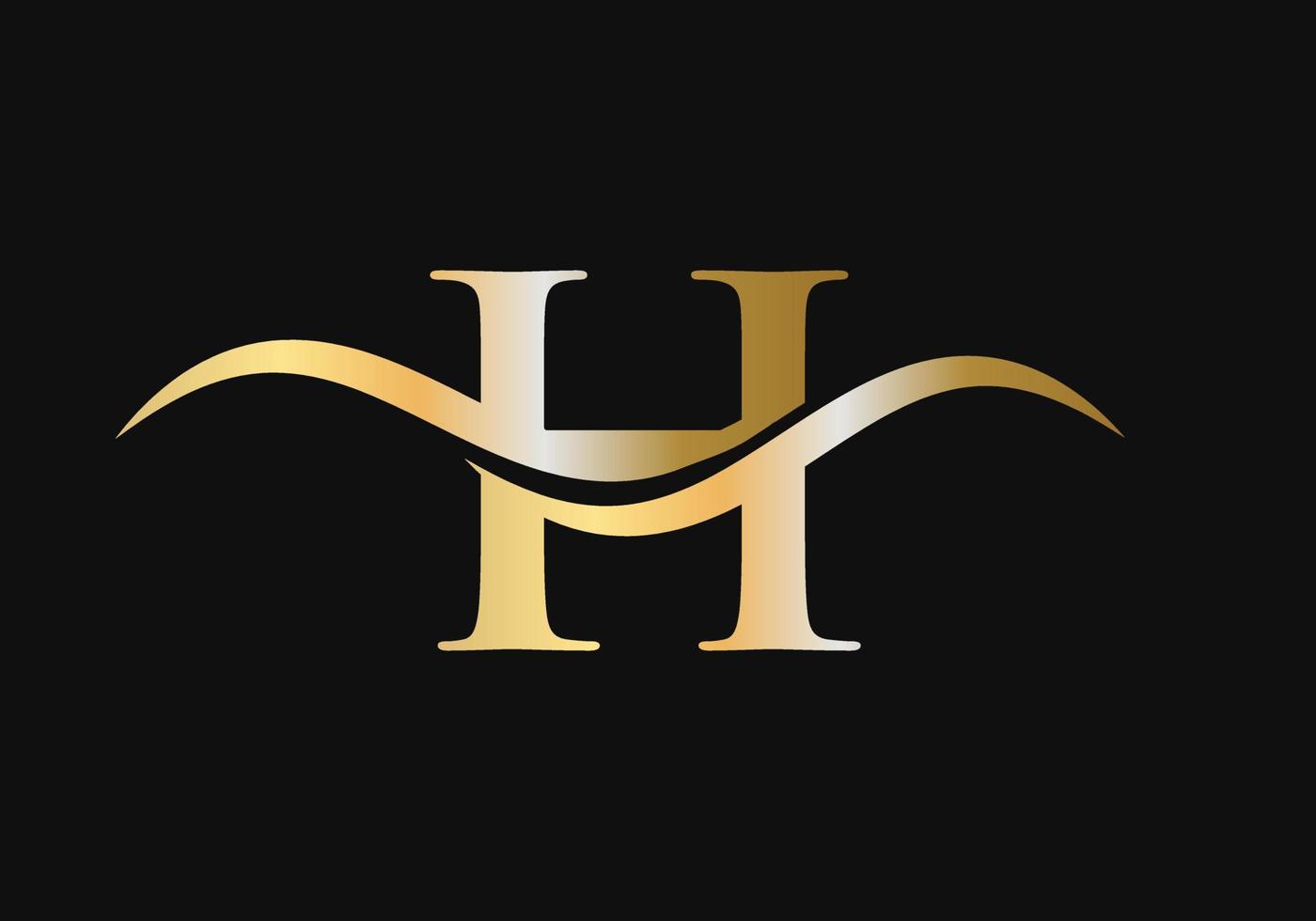 brief h logo ontwerp met water Golf concept vector