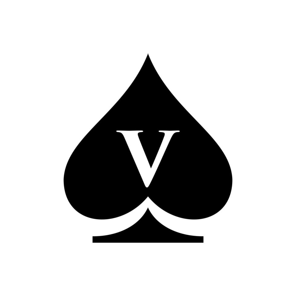 brief v casino logo. poker casino vegas logo sjabloon vector