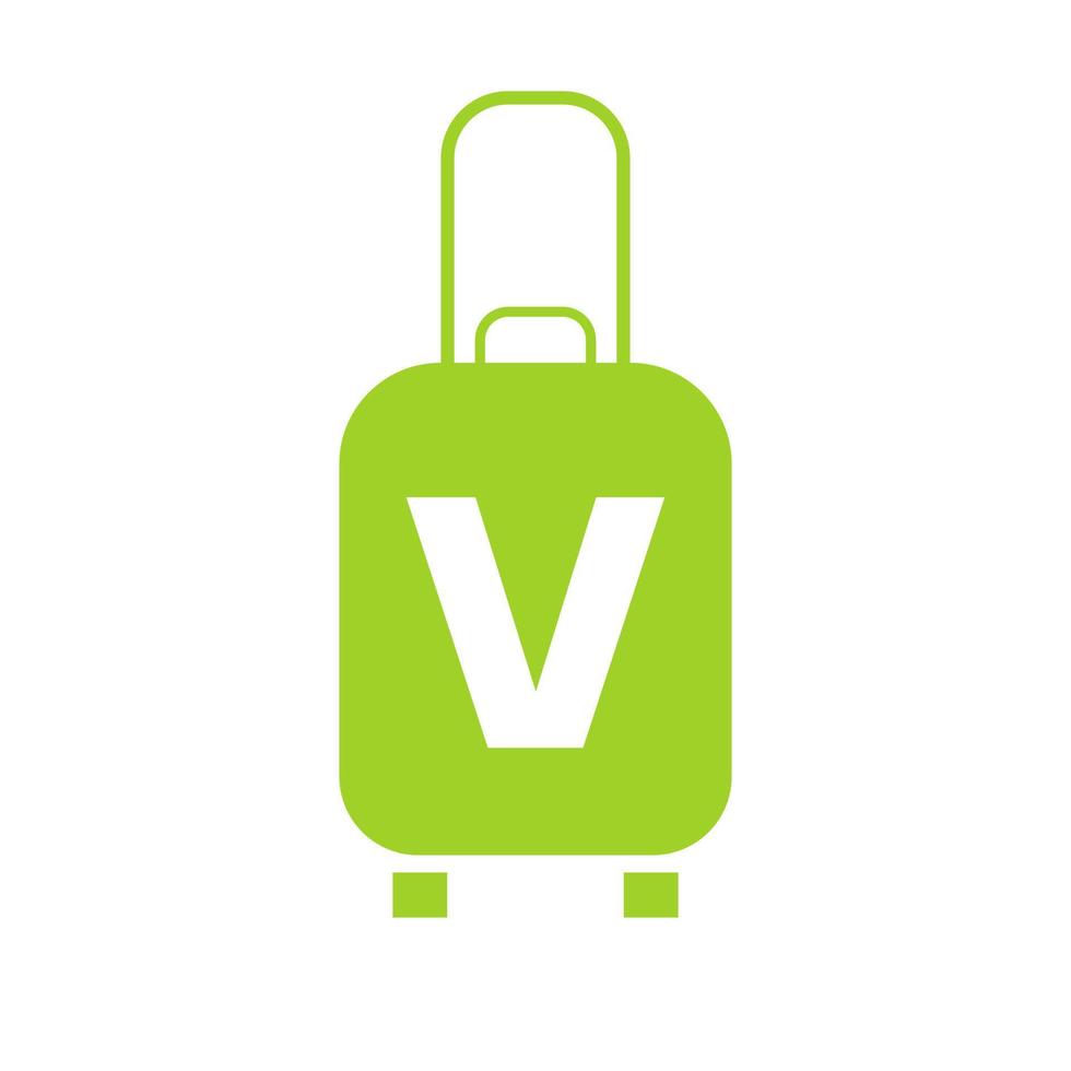 brief v reizen logo. reizen zak vakantie vliegtuig met zak tour en toerisme bedrijf logo vector