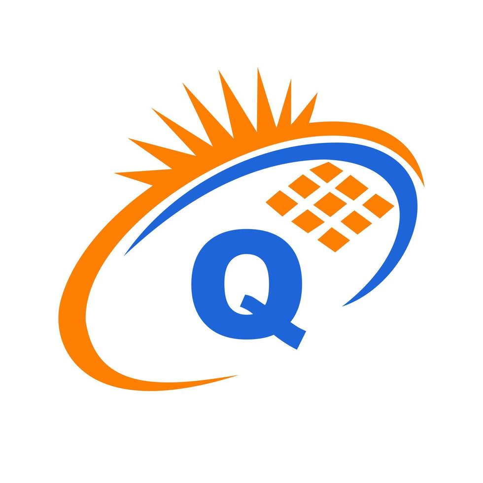 brief q zonne- paneel energie logo ontwerp vector