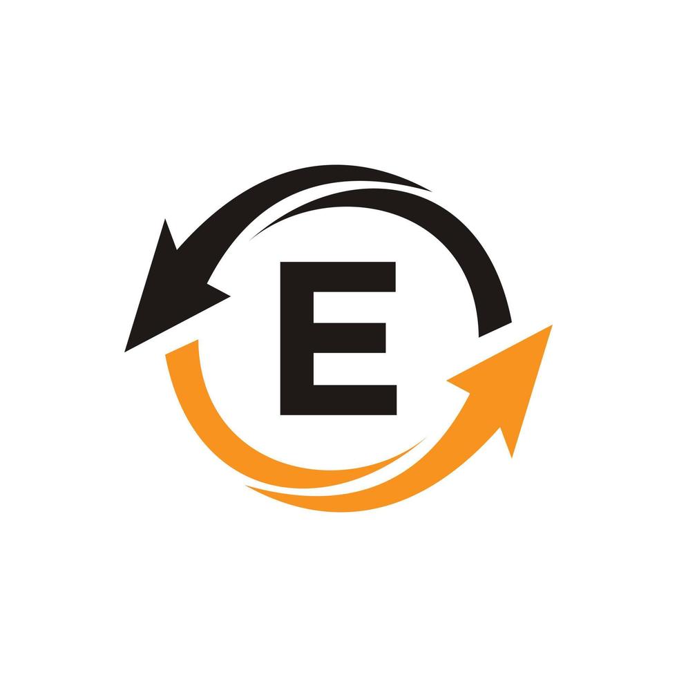 brief e financieel logo concept met financieel groei pijl symbool vector