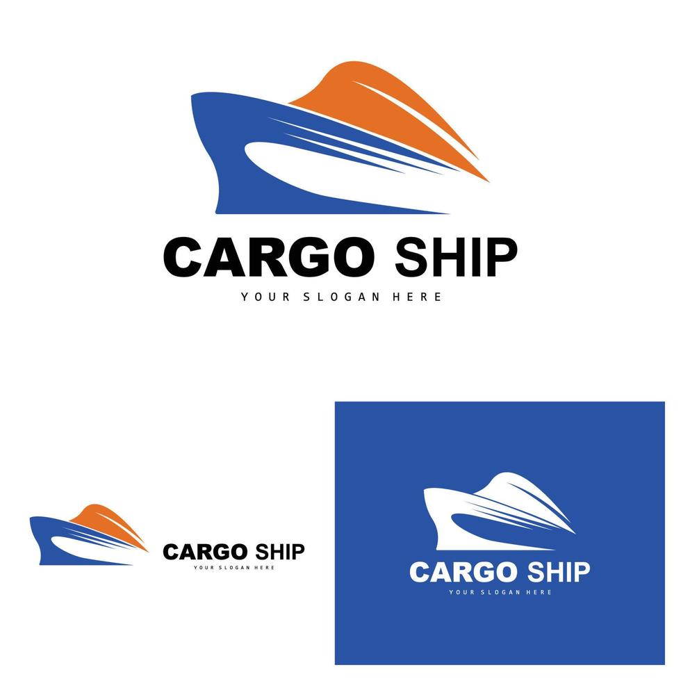 lading schip logo, snel lading schip vector, zeilboot, ontwerp voor schip fabricage bedrijf, waterweg het zeilen, marinier voertuigen, vervoer, logistiek vector