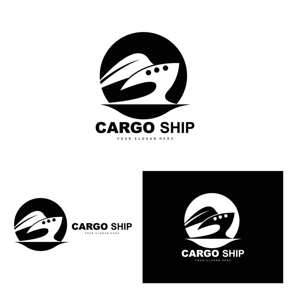 lading schip logo, snel lading schip vector, zeilboot, ontwerp voor schip fabricage bedrijf, waterweg het zeilen, marinier voertuigen, vervoer, logistiek vector