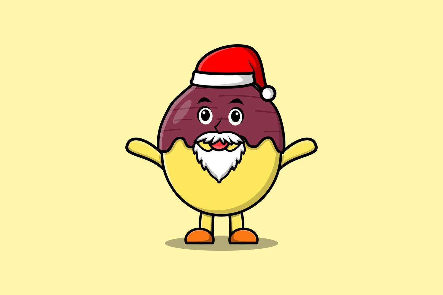 schattig tekenfilm zoet aardappel de kerstman claus karakter vector