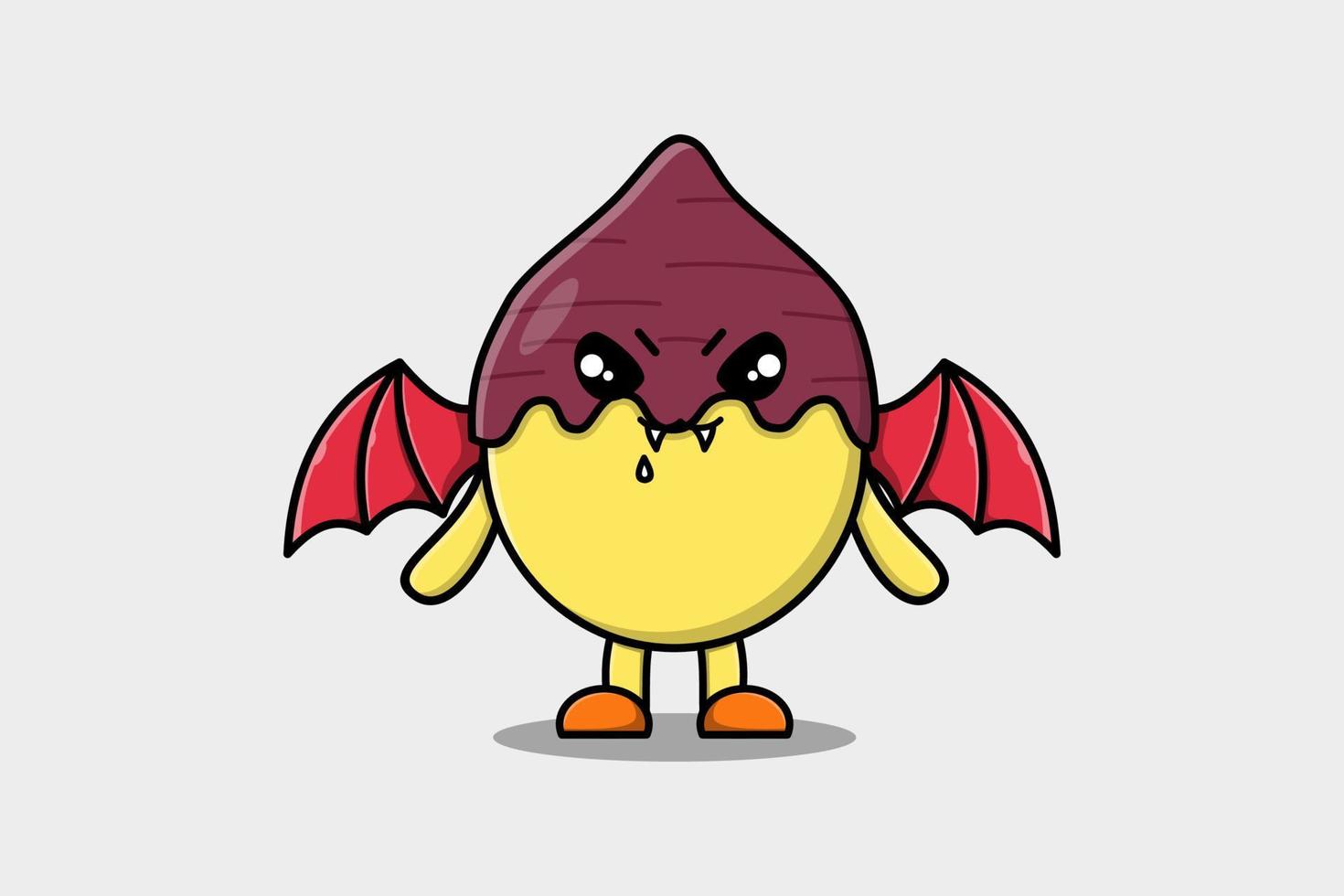 schattig mascotte tekenfilm zoet aardappel karakter dracula vector