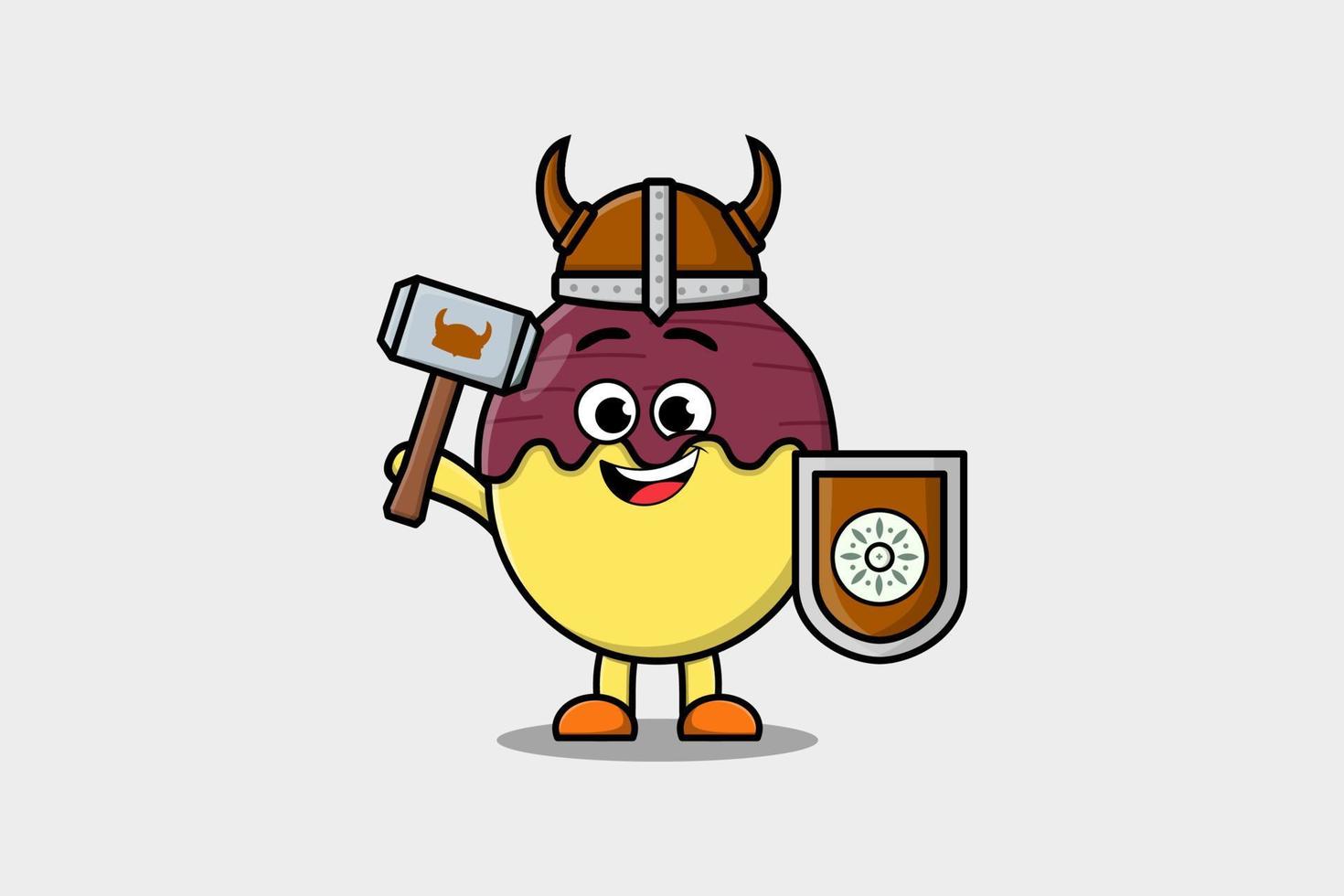 schattig tekenfilm karakter zoet aardappel viking piraat vector