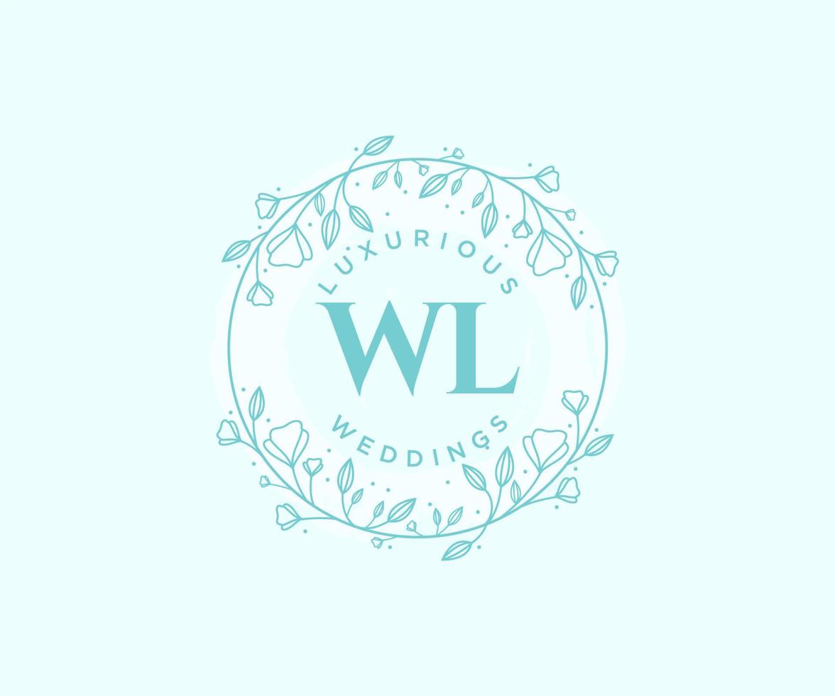 wl initialen brief bruiloft monogram logos sjabloon, hand- getrokken modern minimalistisch en bloemen Sjablonen voor uitnodiging kaarten, opslaan de datum, elegant identiteit. vector