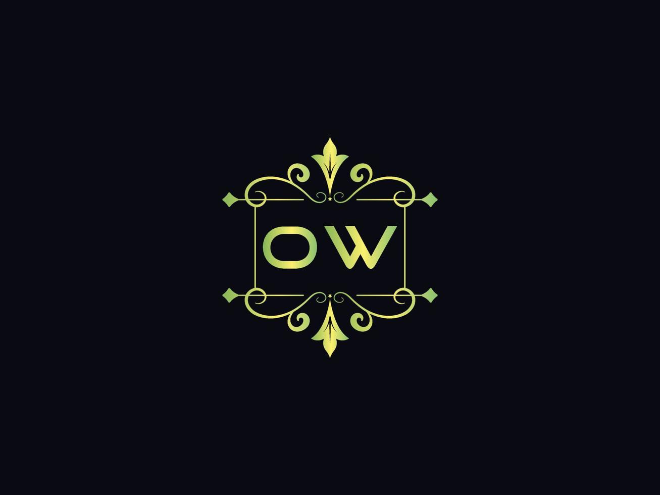 typografie ow luxe logo, kleurrijk ow brief logo icoon vector