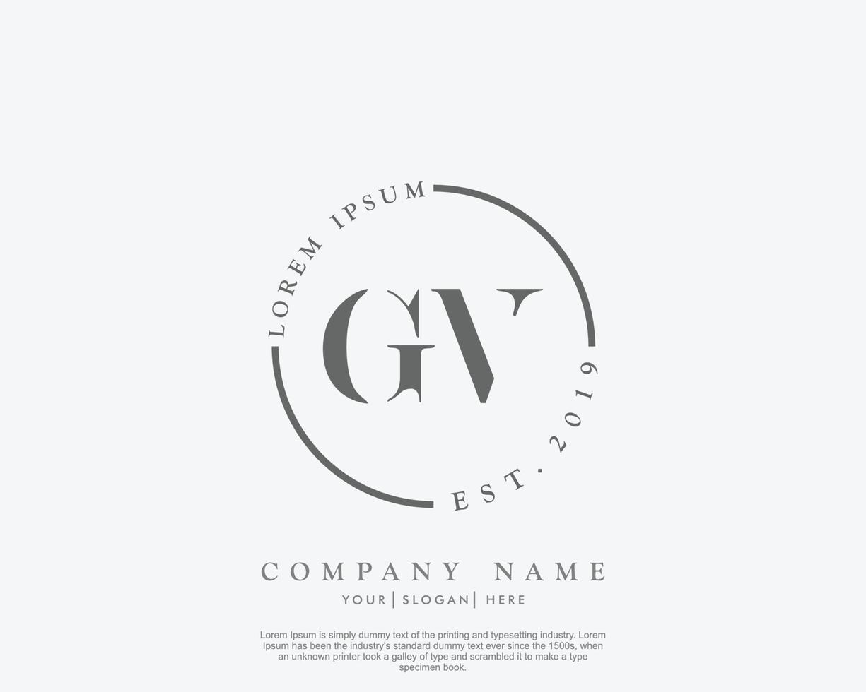 eerste gv vrouwelijk logo schoonheid monogram en elegant logo ontwerp, handschrift logo van eerste handtekening, bruiloft, mode, bloemen en botanisch met creatief sjabloon vector