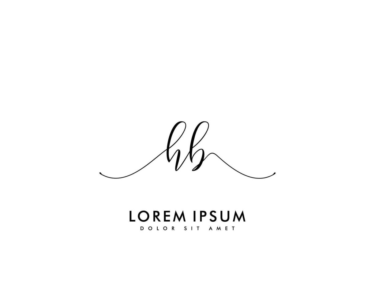 eerste hb vrouwelijk logo schoonheid monogram en elegant logo ontwerp, handschrift logo van eerste handtekening, bruiloft, mode, bloemen en botanisch met creatief sjabloon vector