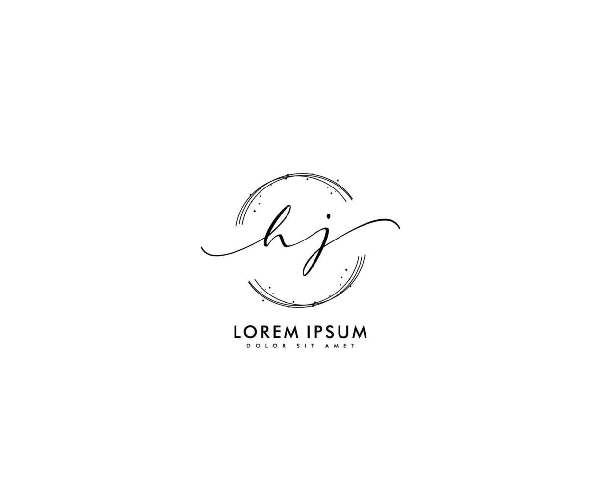 eerste hj vrouwelijk logo schoonheid monogram en elegant logo ontwerp, handschrift logo van eerste handtekening, bruiloft, mode, bloemen en botanisch met creatief sjabloon vector