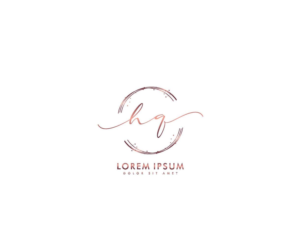 eerste hq vrouwelijk logo schoonheid monogram en elegant logo ontwerp, handschrift logo van eerste handtekening, bruiloft, mode, bloemen en botanisch met creatief sjabloon vector