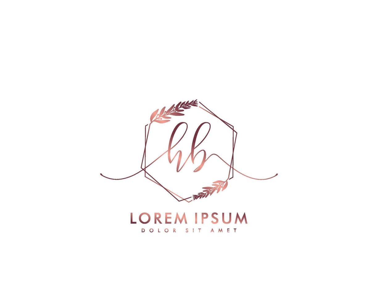 eerste hb vrouwelijk logo schoonheid monogram en elegant logo ontwerp, handschrift logo van eerste handtekening, bruiloft, mode, bloemen en botanisch met creatief sjabloon vector