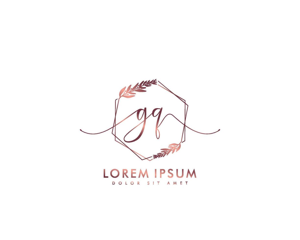 eerste gq vrouwelijk logo schoonheid monogram en elegant logo ontwerp, handschrift logo van eerste handtekening, bruiloft, mode, bloemen en botanisch met creatief sjabloon vector
