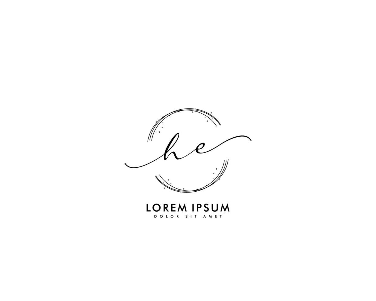 eerste hij vrouwelijk logo schoonheid monogram en elegant logo ontwerp, handschrift logo van eerste handtekening, bruiloft, mode, bloemen en botanisch met creatief sjabloon vector