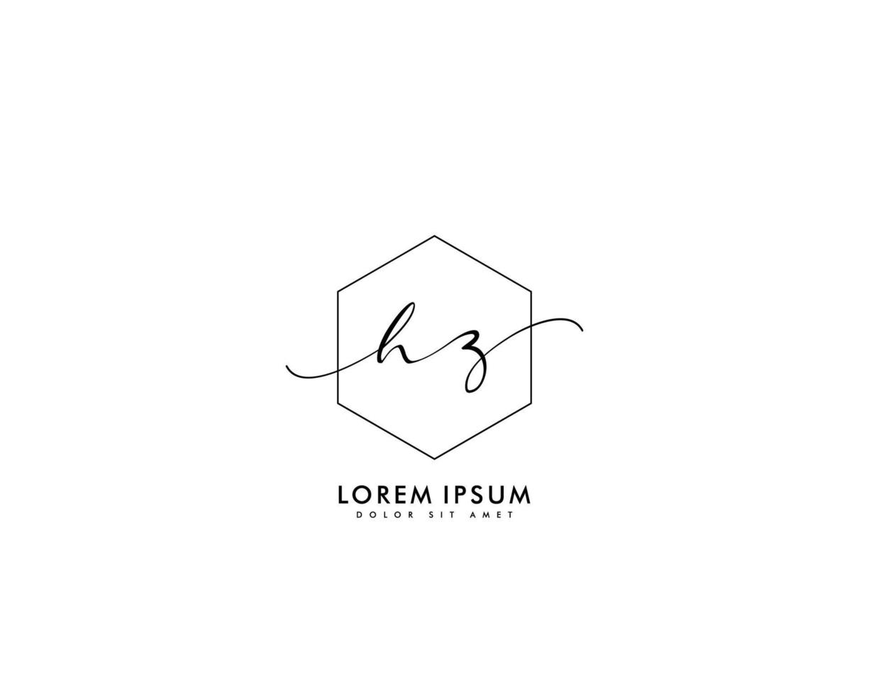 eerste hz vrouwelijk logo schoonheid monogram en elegant logo ontwerp, handschrift logo van eerste handtekening, bruiloft, mode, bloemen en botanisch met creatief sjabloon vector