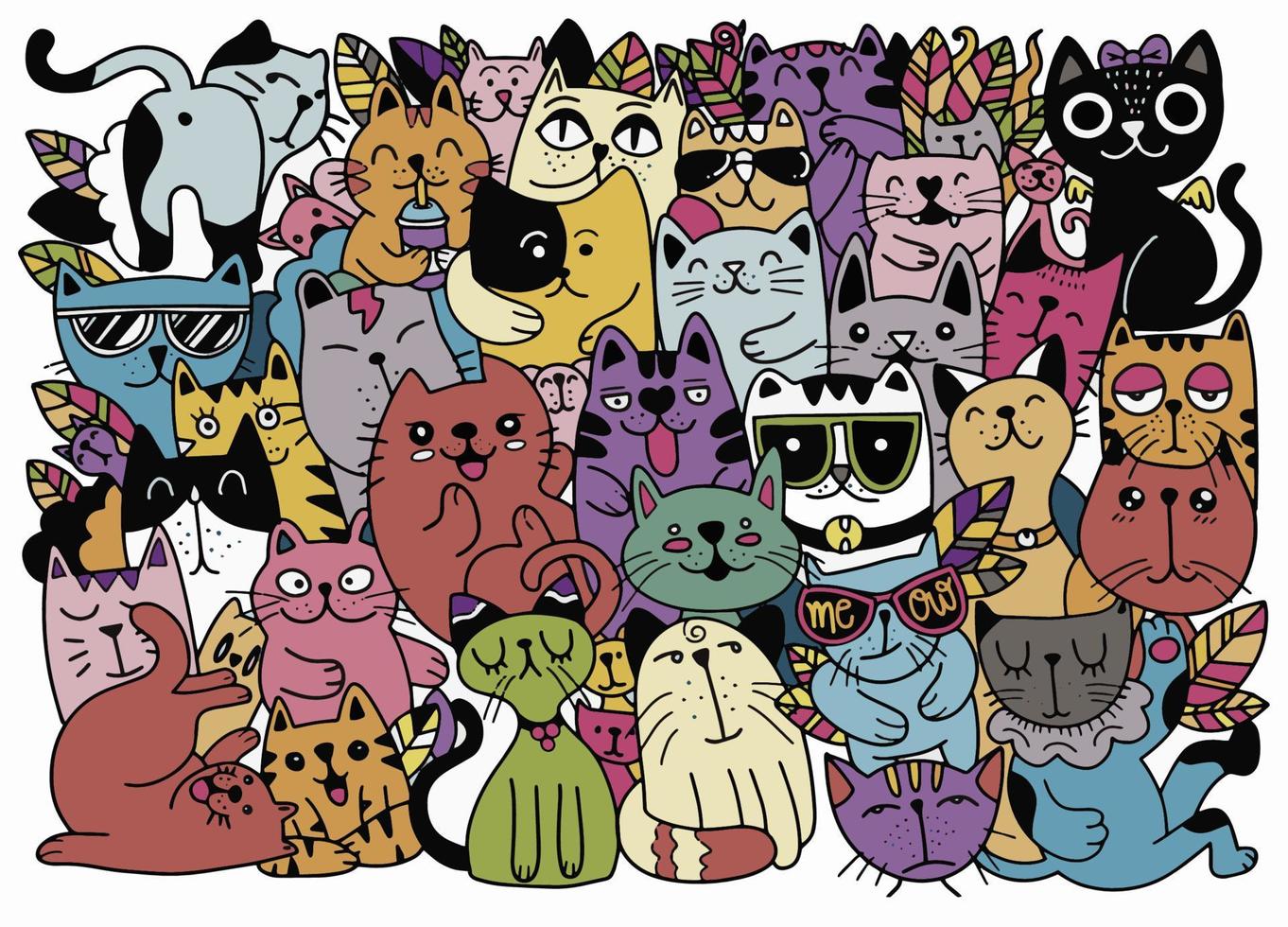 hand- getrokken vector illustraties van katten karakters. schetsen stijl. tekening, verschillend soorten van katten , vector illustratie voor kinderen ,elk Aan een scheiden laag.