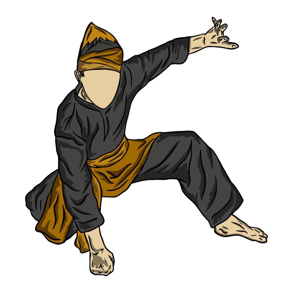 pencak silat vechter illustratie vlak vector