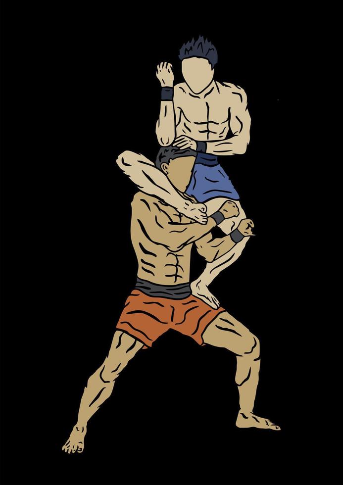 illustratie van muaythai vechter vector