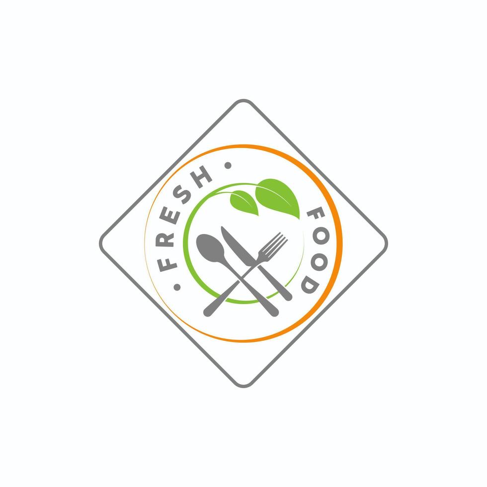 bord, mes, lepel, vork, en bladeren in plein beeld grafisch icoon logo ontwerp abstract concept vector voorraad. kan worden gebruikt net zo verwant naar vegetarisch restaurant of voedsel