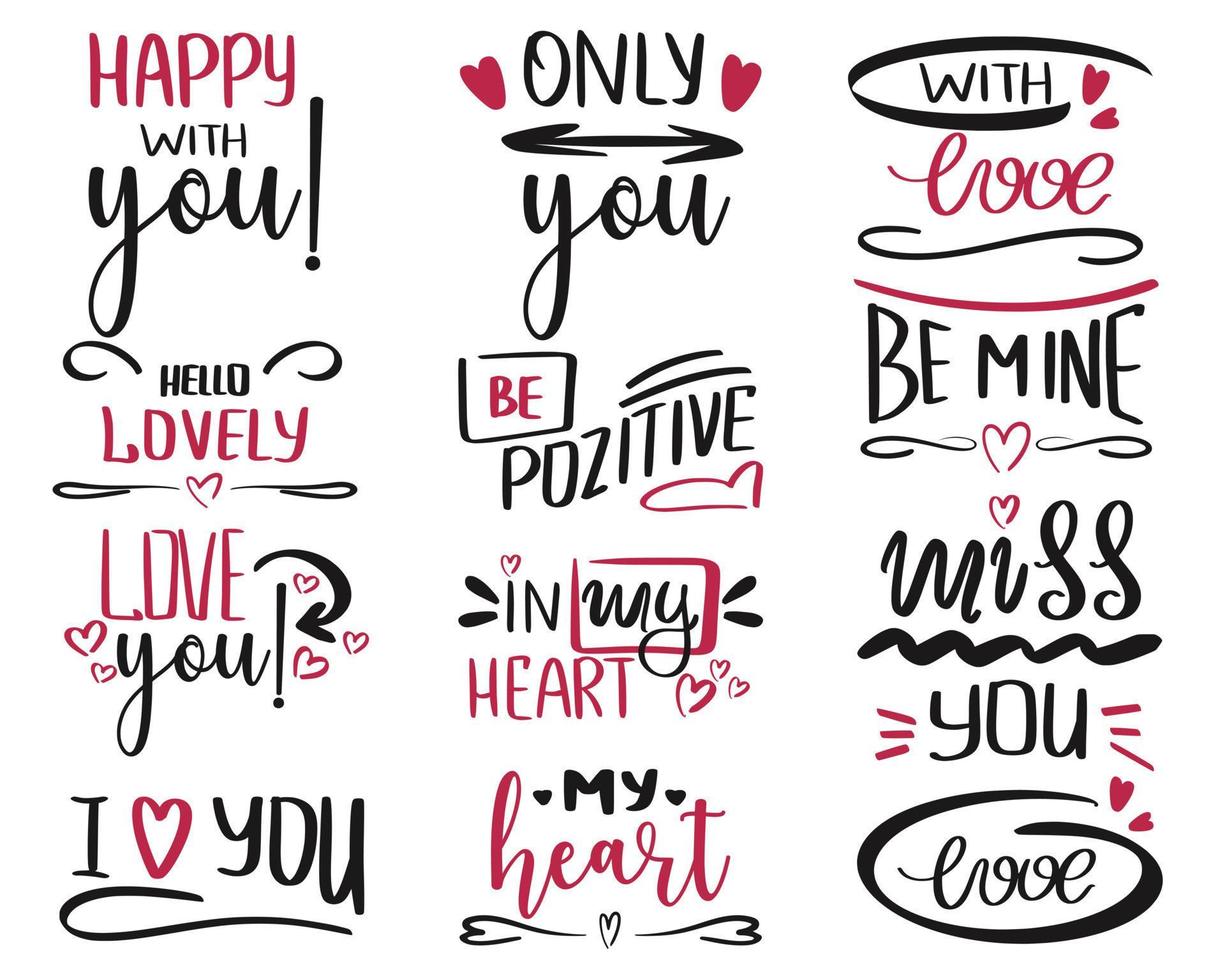 handgeschreven romantisch belettering over liefde schoonschrift vector illustratie