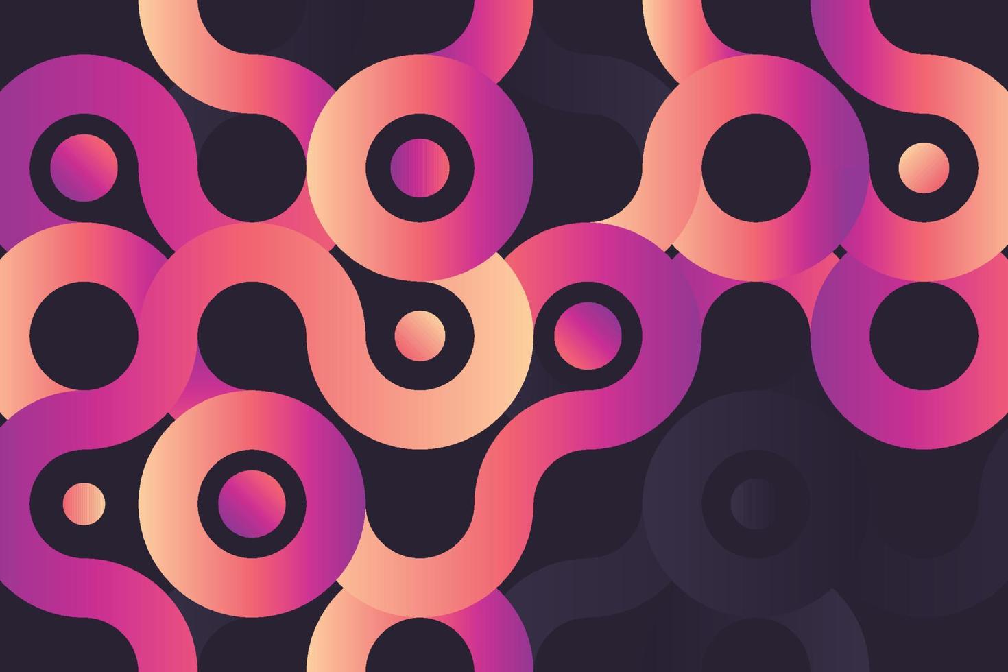 levendig cirkel overlappen structuur met dots Aan zwart achtergrond ontwerp in meetkundig stijl vector