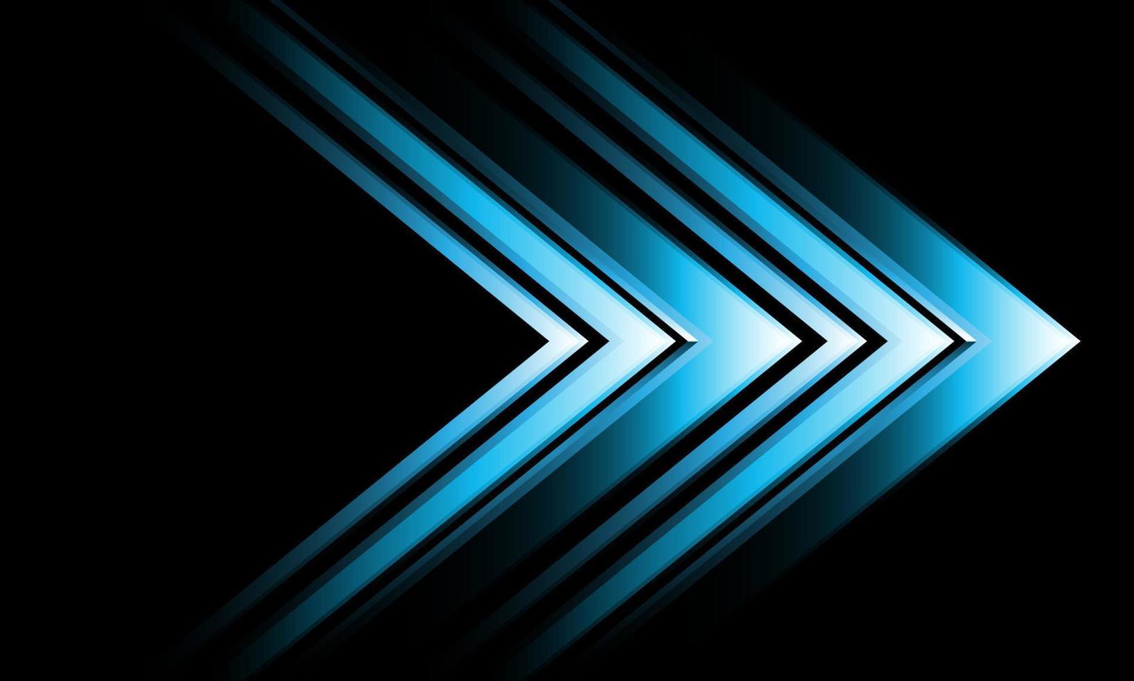 abstract blauw metalen pijl richting meetkundig Aan zwart met blanco ruimte ontwerp modern technologie futuristische achtergrond vector