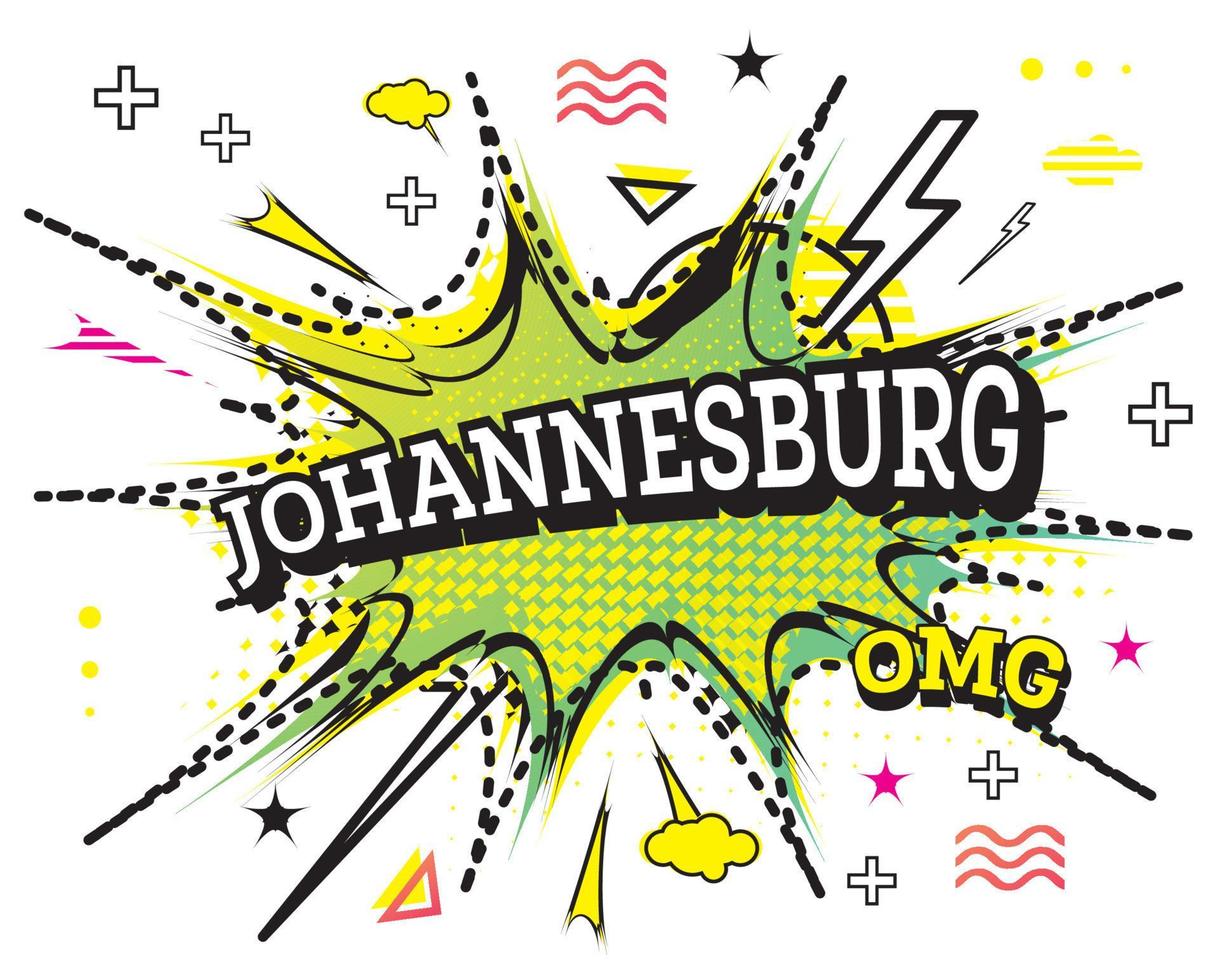 Johannesburg grappig tekst in knal kunst stijl geïsoleerd Aan wit achtergrond. vector