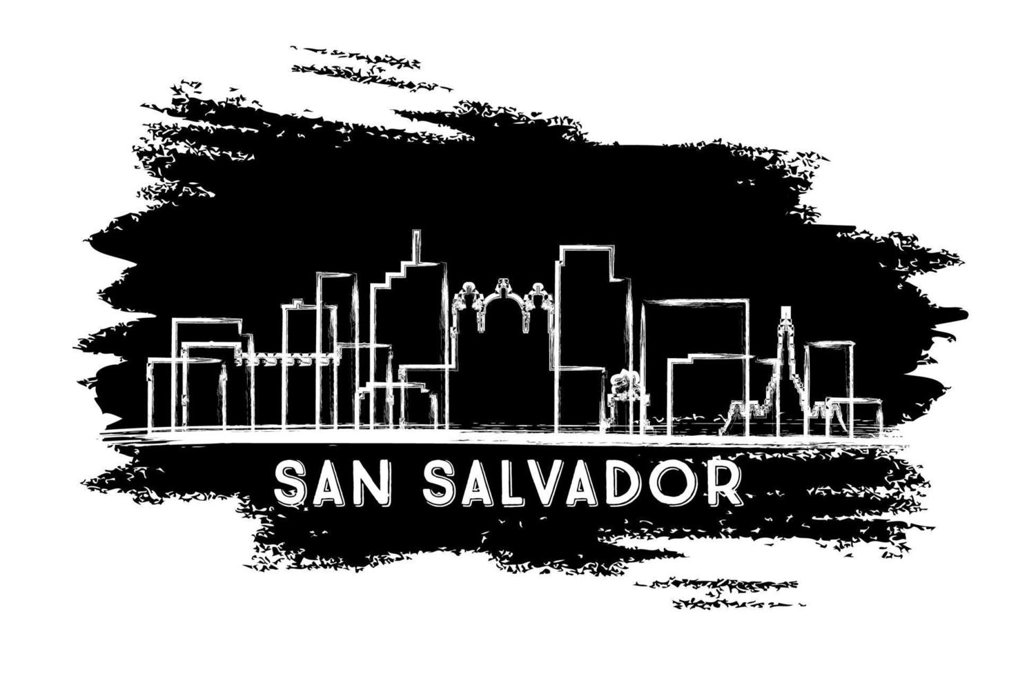 san Salvador stad horizon silhouet. hand- getrokken schetsen. vector