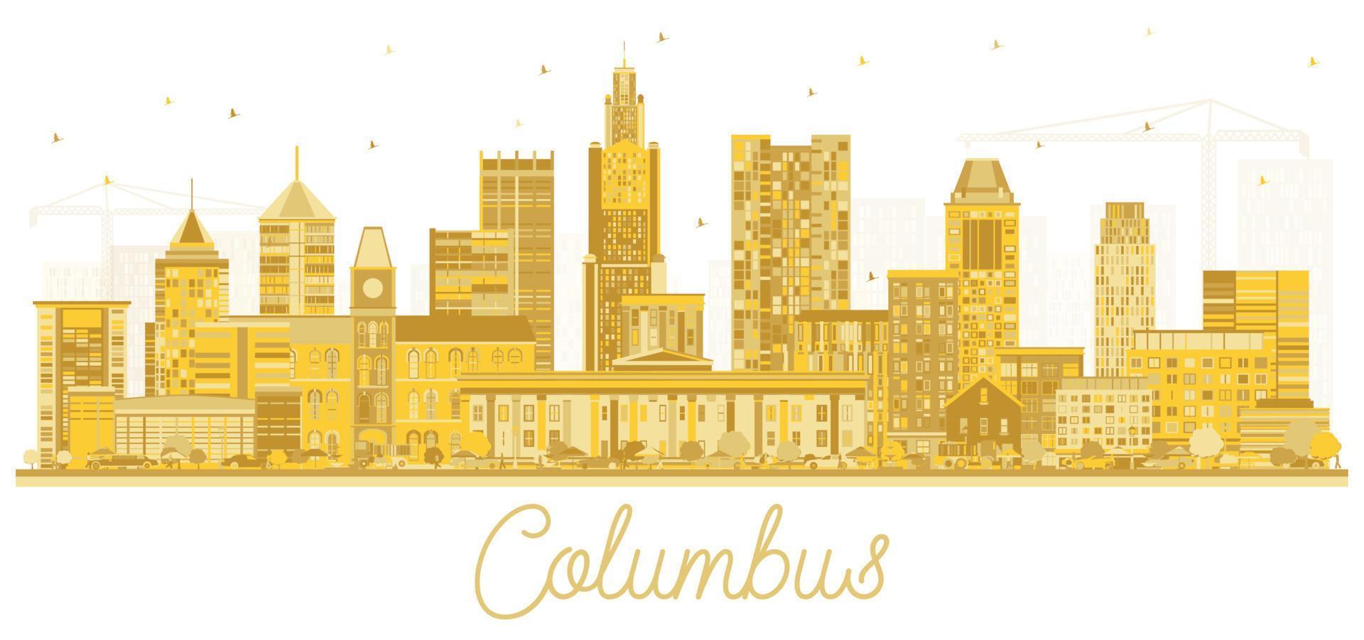 Columbus Ohio stad horizon met gouden gebouwen geïsoleerd Aan wit. vector