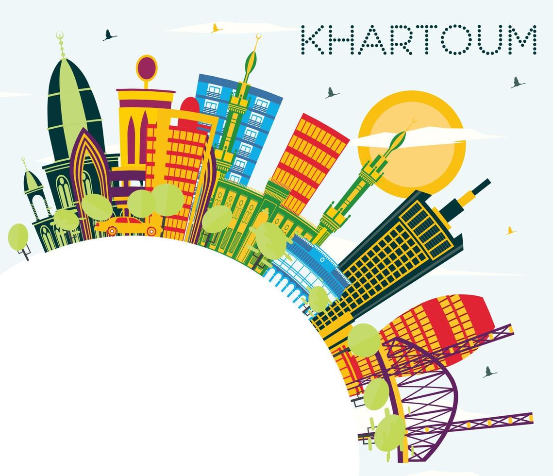 Khartoum Soedan stad horizon met kleur gebouwen, blauw lucht en kopiëren ruimte. vector