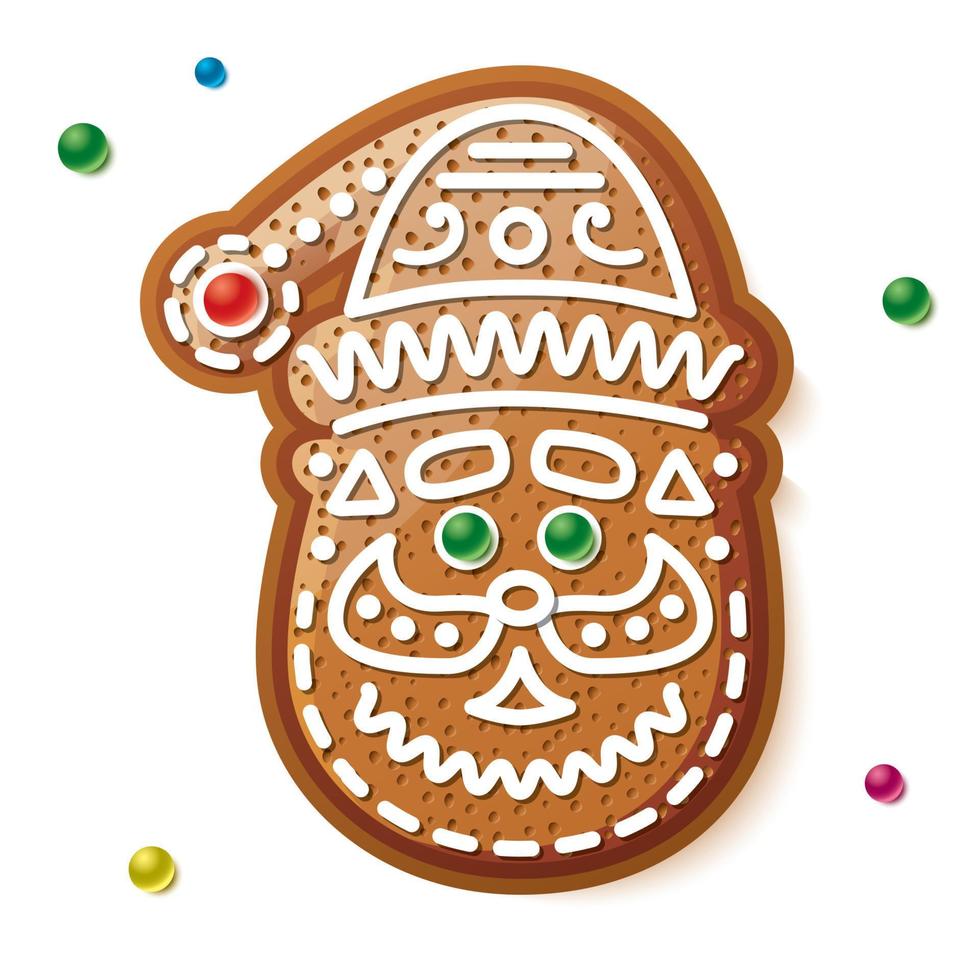 peperkoek de kerstman claus geïsoleerd Aan wit. Kerstmis koekje. vector