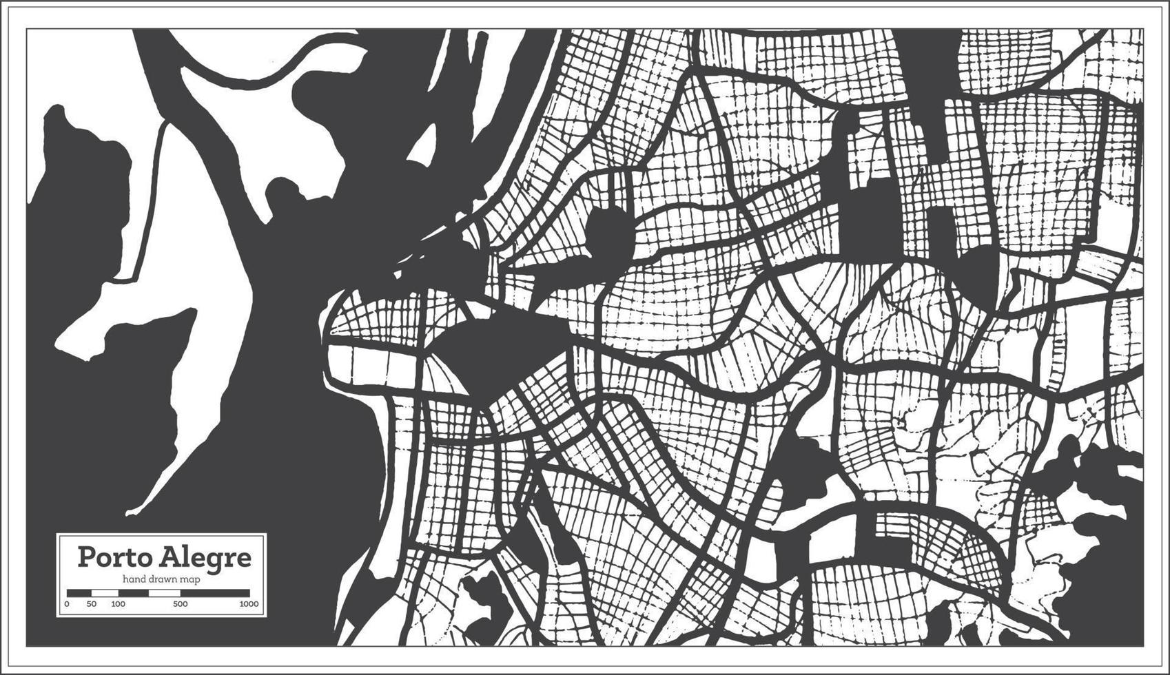 porto Alegre Brazilië stad kaart in zwart en wit kleur in retro stijl. schets kaart. vector