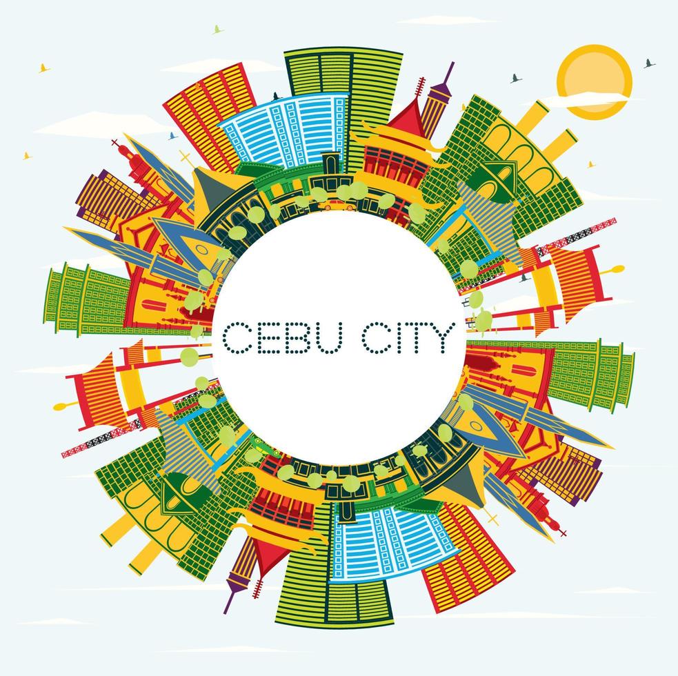 cebu stad Filippijnen horizon met kleur gebouwen, blauw lucht en kopiëren ruimte. vector