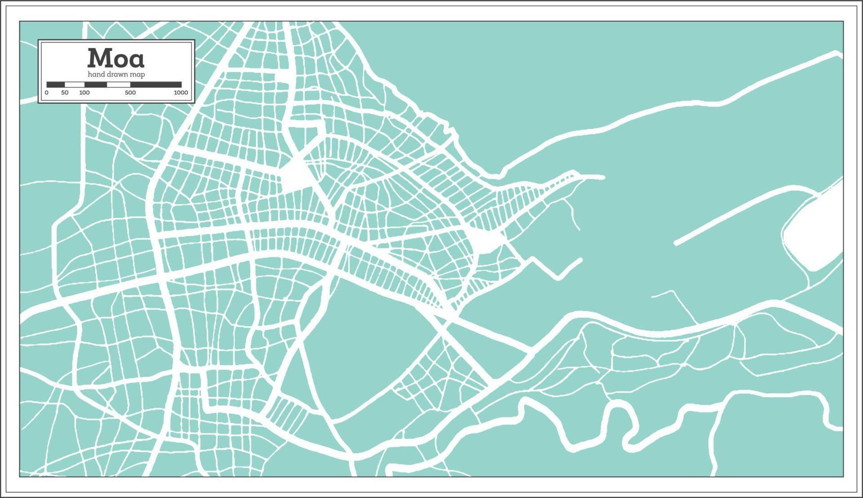 moa Cuba stad kaart in retro stijl. schets kaart. vector