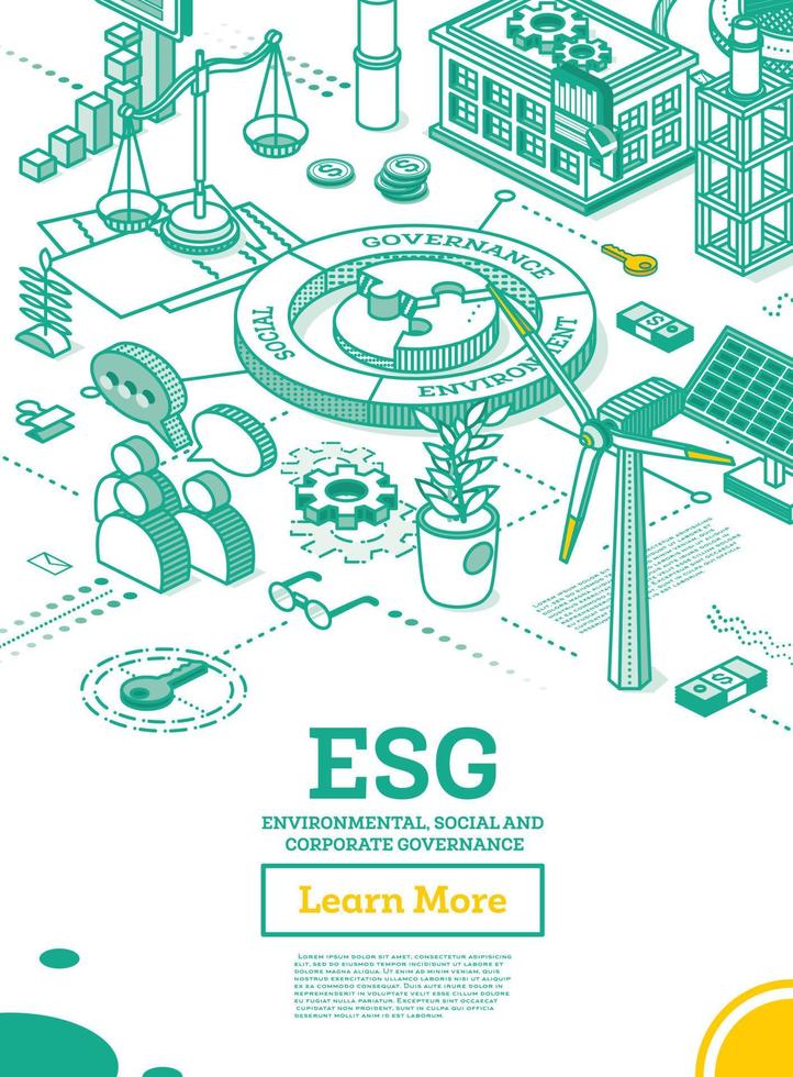 esg concept van milieu, sociaal en bestuur. vector