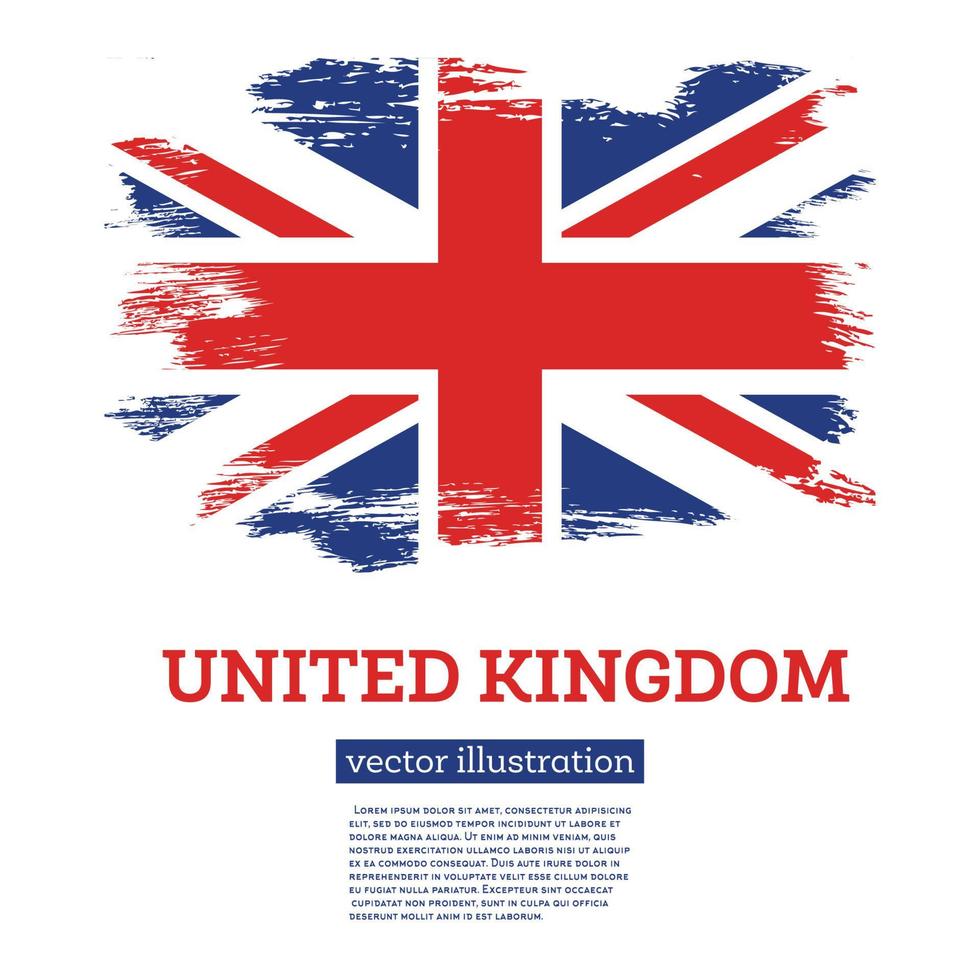 Verenigde koninkrijk vlag met borstel slagen. onafhankelijkheid dag. vector
